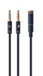 CABLE ADAPTADOR GEMBIRD-HEMBRA 4PINES 3,5MM A 2 STEREO 3,5MM NEGRO, C.METALIC