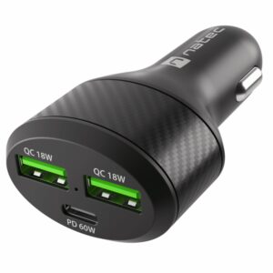 CARGADOR COCHE NATEC CONEY 2XUSB, 1XUSB-C QC3.0, PD 3.0 84W NEGRO