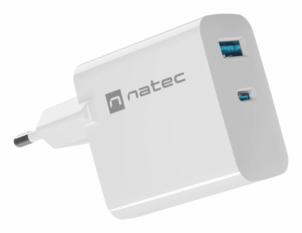CARGADOR NATEC RIBERA GAN 65W PD3.0 QC3.0 1XUSB-A + 1XUSB-C BLANCO