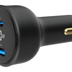 CARGADOR RAPIDO PARA COCHE GEMBIRD USB DE 2 PUERTOS, TIPO C PD, LCD, 30 W,NEGRO