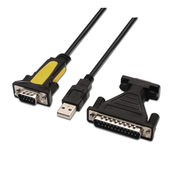 CONVERSOR AISENS USB A SERIE A/M-RS232 DB9/M DB25/M NEGRO 1.8M