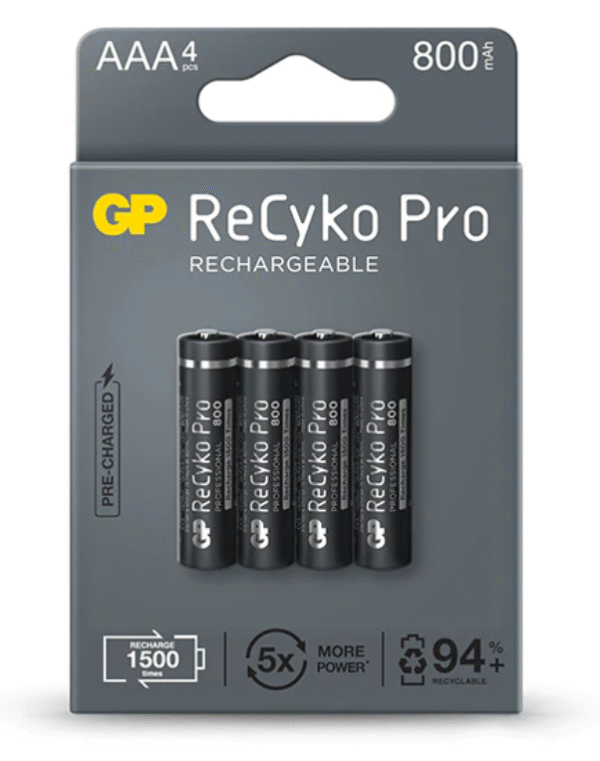 PILA RECARGABLE GP AAA SIN DESCARGA 850mAh (4 UD)
