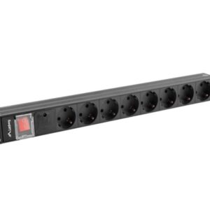 REGLETA LANBERG 1U 16A SCHUKO 19 8X NEGRO 2M