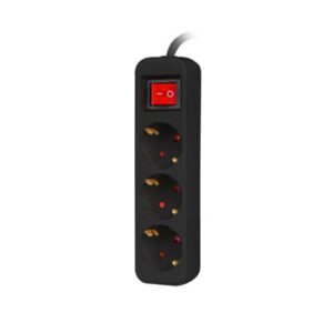 REGLETA LANBERG 3 TOMAS SCHUKO CON PROTECION NEGRA 1.5M