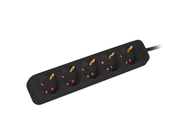 REGLETA LANBERG 5 TOMAS SCHUKO NEGRA 3M