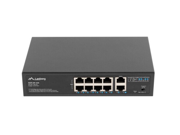 SWITCH LANBERG 10 PTOS 100MB 8xPOE+/2x GBIT ETHER 120W RACK 10"/19"