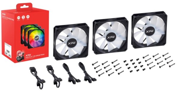 VENTILADOR CAJA XPG VENTOR 120MM NEGRO RGB X3