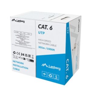 BOBINA CABLE DE RED LANBERG UTP RJ45 CAT.6 SOLIDO CCA 305M GRIS FLUKE PASSED CF