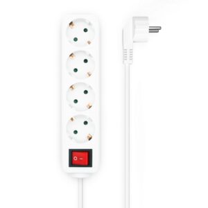 REGLETA AISENS BASE 4 TOMAS INTERRUPTOR CABLE 3x1.5MM2 1.4M BLANCO
