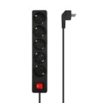 REGLETA AISENS BASE 5 TOMAS INTERRUPTOR CABLE 3x1.5MM2 1.4M NEGRO