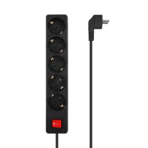REGLETA AISENS BASE 5 TOMAS INTERRUPTOR CABLE 3x1.5MM2 1.4M NEGRO