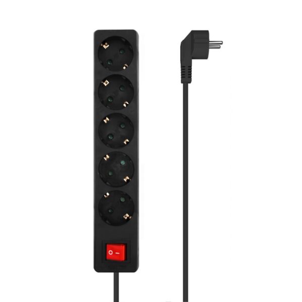 REGLETA AISENS BASE 5 TOMAS INTERRUPTOR CABLE 3x1.5MM2 1.4M NEGRO
