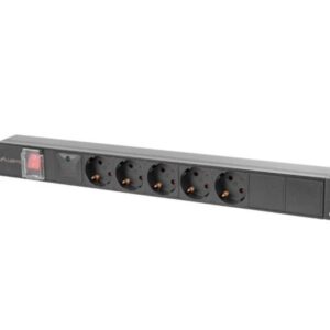 REGLETA LANBERG 1U 16A RACK 19 5X SOCKET SCHUKO NEGRO 2M