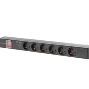 REGLETA LANBERG 1U 16A RACK 19 6X SOCKET SCHUKO NEGRO 2M