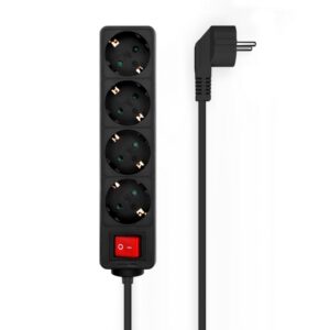 REGLETA AISENS BASE 4 TOMAS INTERRUPTOR CABLE 3x1.5MM2 1.4M NEGRO