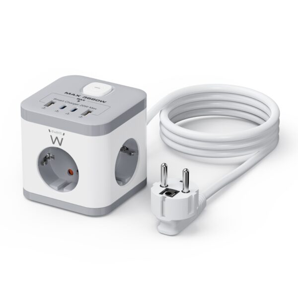 REGLETA CUBO EWENT BLOQUE 3 TOMAS SHUCKO & 2 USB-A & 2USB-C