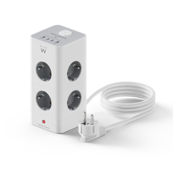 REGLETA CUBO EWENT BLOQUE 8 TOMAS SHUCKO & 2 USB-A & 2USB-C