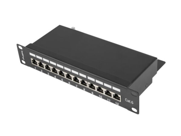 PATCH PANEL LANBERG 12 PUERTOS 1U 10" CAT.6 BLINDADO NEGRO