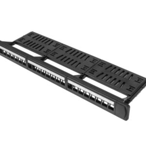 PATCH PANEL LANBERG 24 PUERTOS 1U RACK 19 ORGANIZADOR MODULOS KEYSTONE NEGRO