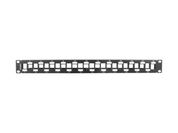 PATCH PANEL LANBERG 24PUERTOS 1U RACK 19 ESCALONADO ORGANIZADOR MOD KEYSTONE BK