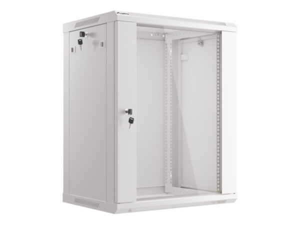 ARMARIO LANBERG MURAL RACK 19" 15U 600X450 FLAT PACK V2 PUERTA CRISTAL GRIS