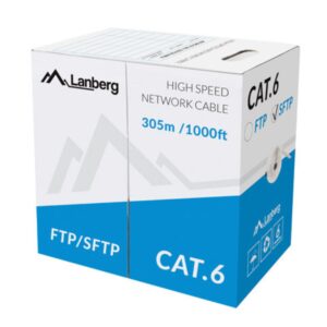 BOBINA CABLE RED LANBERG SFTP RJ45 CAT.6 SOLIDO CU AWG24 CPR 305M GRIS FLUKE