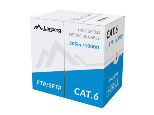 BOBINA CABLE RED LANBERG SFTP RJ45 CAT.6 SOLIDO CU AWG24 CPR 305M GRIS FLUKE