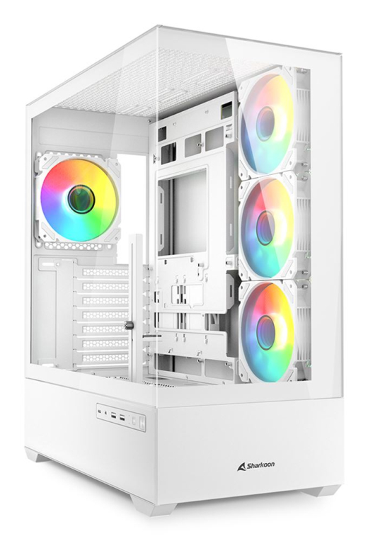 CAJA GAMING ATX SHARKOON AK6 TGV 4XVENT 120MM 2XUSB SN FUENTE BLANCO