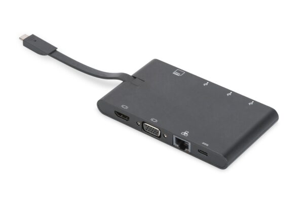 CONVERSOR HUB DIGITUS USB C 9 PUERTOS 2X VIDEO 2x USB-C 2x USB3.0 RJ45 2X SD/MMC