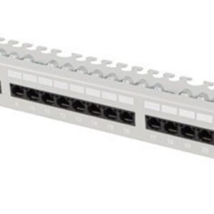 PATCH PANEL LANBERG 24 PUERTOS 1U 19" CAT.6 UTP CON ORGANIZADOR CABLES GRIS