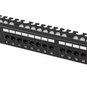 PATCH PANEL LANBERG 24 PUERTOS 1U 19" CAT.6 UTP CON ORGANIZADOR CABLES NEGRO