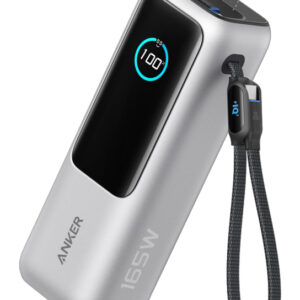 POWER BANK ANKER 25K 165W BUILT-IN USB C CABLE RETRACTIL SILVER