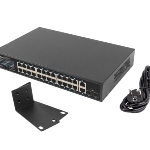 SWITCH LANBERG 24 PTOS 1GB POE+/2X SFP 2X GBIT ETHERNET 360W RACK 19"