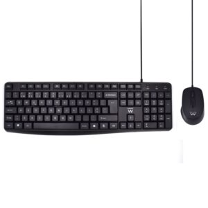 COMBO TECLADO RATON EWENT PORTUGUES ESCRITURA SILENCIOSAUSB NEGRO