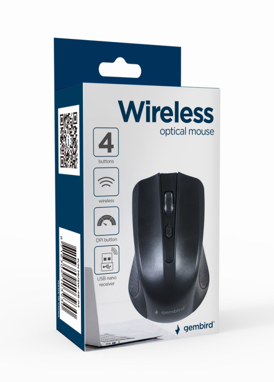 RATON GEMBIRD OPTICO 4 BOTONES NEGRO RF INALAMBRICO PILAS