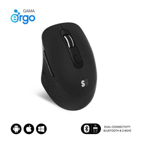 RATON SUBBLIM CURVE ERGO DUAL BLANCO BLUETOOTH BATERIA RECARGABLE
