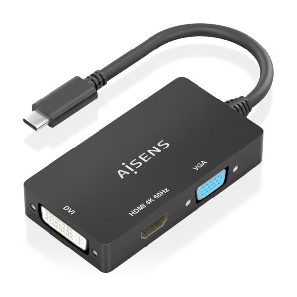 CONVERSOR AISENS USB-C A DVI/H HDMI/H VGA/H NEGRO 15CM