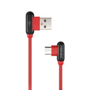 CABLE NATEC USB-C MACHO A USB-A 2.0 MACHO 1M CONECTORES EN ANGULO ROJO EN CAJA