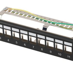 PATCH PANEL LANBERG 12 PUERTOS 1U RACK 10 FTP PARA MODULOS KEYSTONE NEGRO