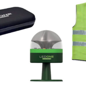 KIT CHALECO + FUNDA + LUZ DE EMERGENCIA BALIZA LED ONE