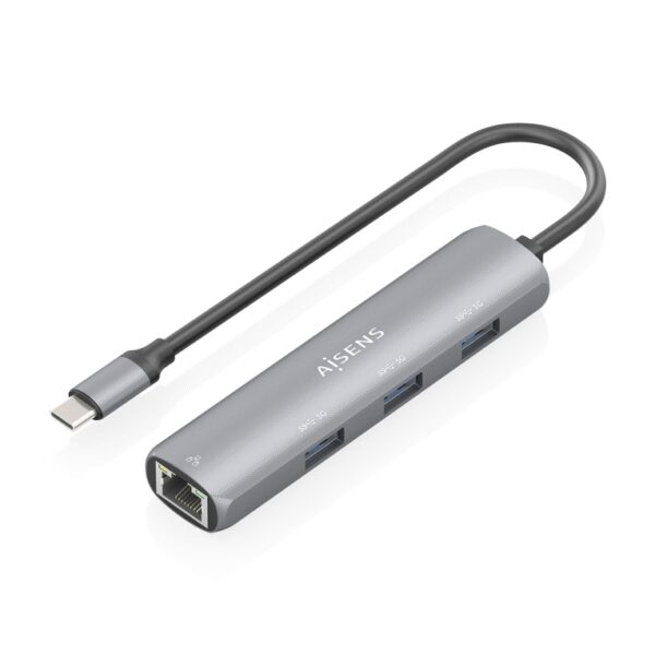 DOCK AISENS USB-C A ETHERNET GIGABIT HUB 3XUSB-A GRIS 15CM