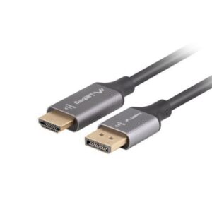 CABLE LANBERG DISPLAYPORT A HDMI 4K MACHO/MACHO 1M NEGRO -PLATA