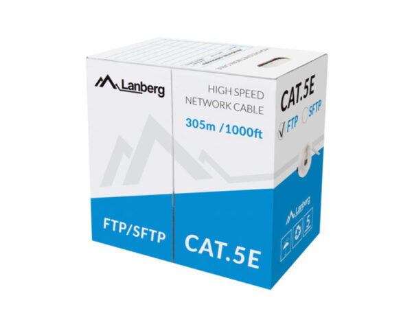 BOBINA CAT.5E LANBERG FTP RJ45 SOLIDO COBRE FLUKE TESTED AWG24 305M GRIS