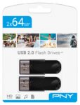 MEMORIA USB 2.0 PNY 2x64GB ATTACHE 4 TWIN PACK NEGRO