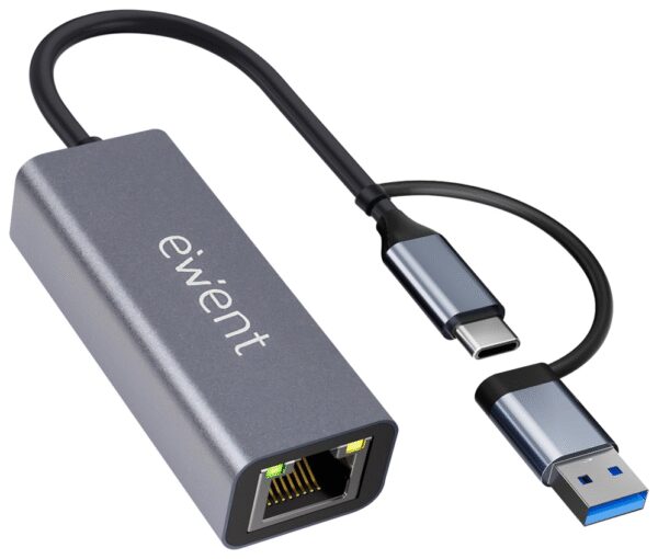 ADAPTADOR ETHERNET EWENT EW9819 RJ45 USB-C USB-A GIGABIT 1000MBPS