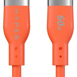 HYPERJUICE FLEX USB-C SILICONE CHARGING CABLE - ORANGE