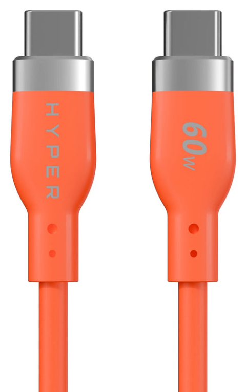 HYPERJUICE FLEX USB-C SILICONE CHARGING CABLE - ORANGE