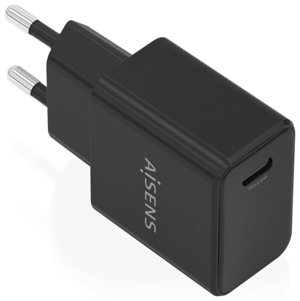 CARGADOR AISENS GaN 20W USB-C PD3.0 1xUSB-C NEGRO