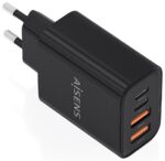 CARGADOR AISENS GaN 32W 2xUSB-C PD3.0, 2xUSB-A NEGRO