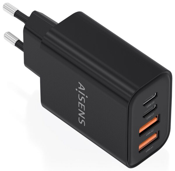 CARGADOR AISENS GaN 32W 2xUSB-C PD3.0, 2xUSB-A NEGRO